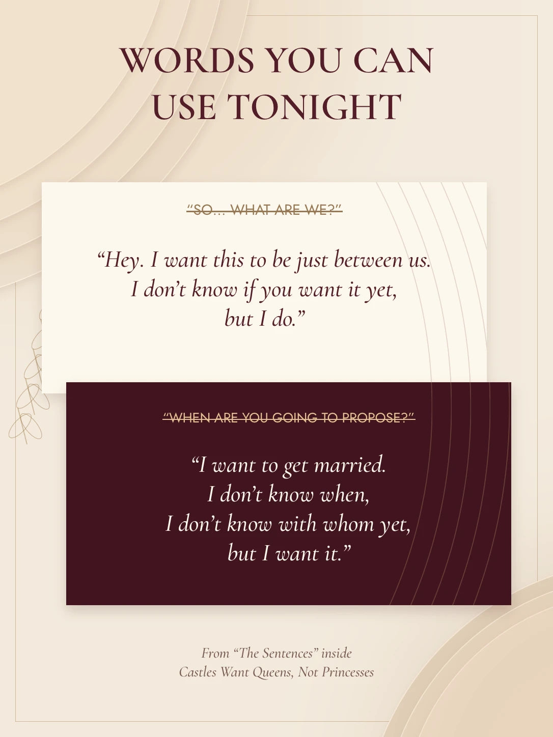 Words you can use tonight — conversation examples from the book